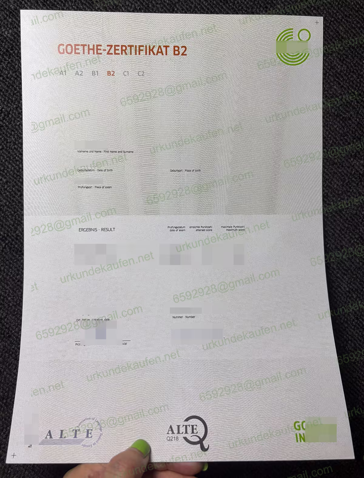 GOETHE-ZERTIFIKAT B2 Muster