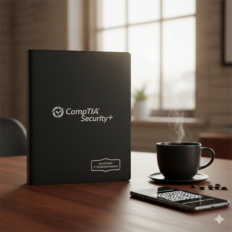 comptia-security-plus-mappe-buero-kaffee-lifestyle