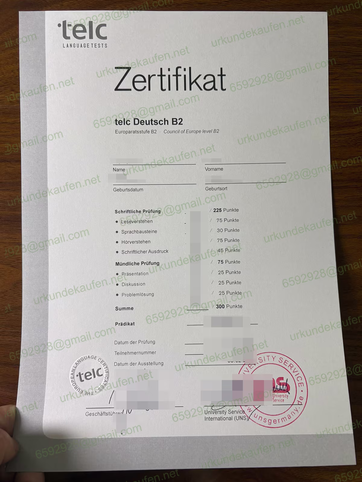 telc Deutsch B2 Zertifikat Muster