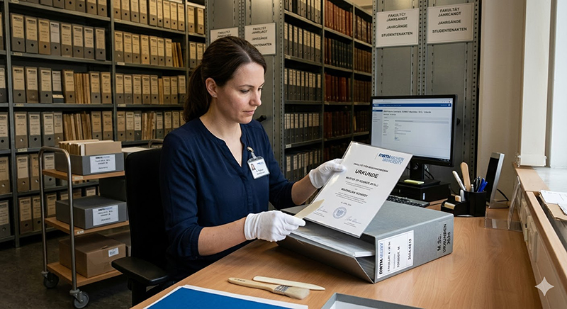 Archivierung einer Masterurkunde der RWTH Aachen