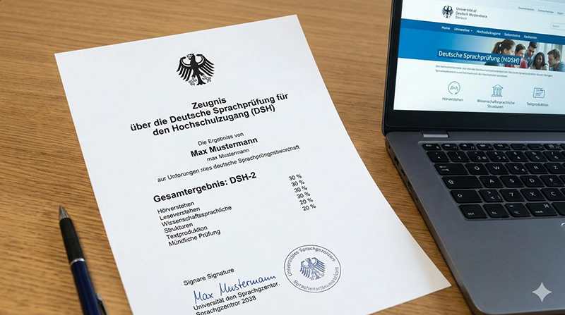 DSH-Zeugnis auf einem Schreibtisch