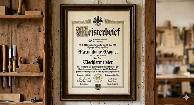 Deutscher Meisterbrief im Tischlerhandwerk