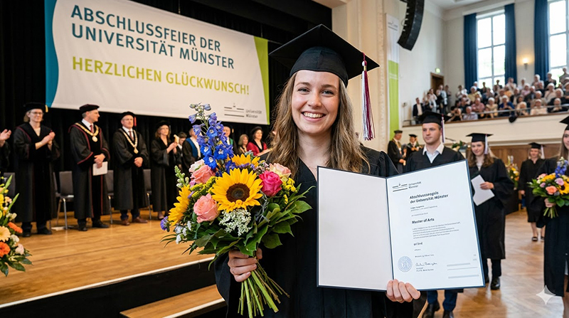 Ein stolzer Moment Absolventin der Universität Münster