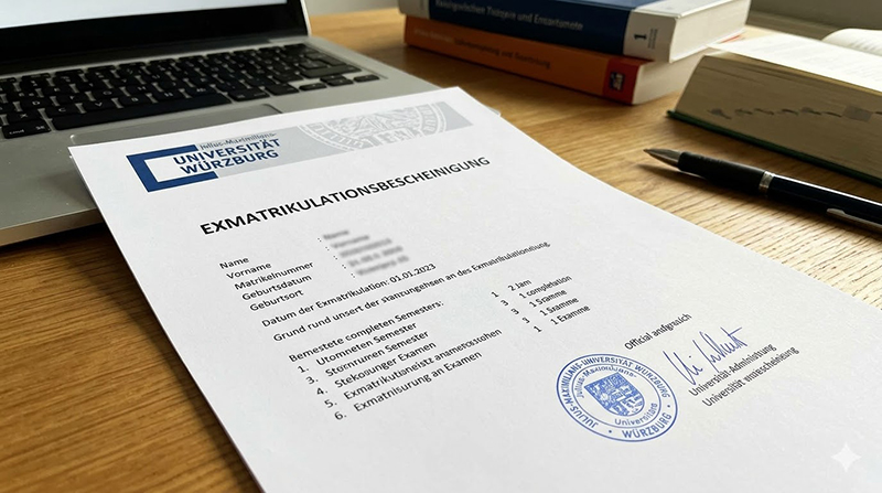 Exmatrikulationsbescheinigung der Universität Würzburg
