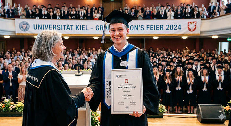 Feierliche Übergabe der Bachelorurkunde an der Universität Kiel