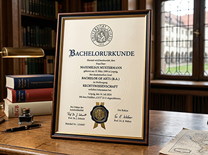 Geriehmte Bachelorurkunde der Universität Leipzig im Studiengang Rechtswissenschaft-1