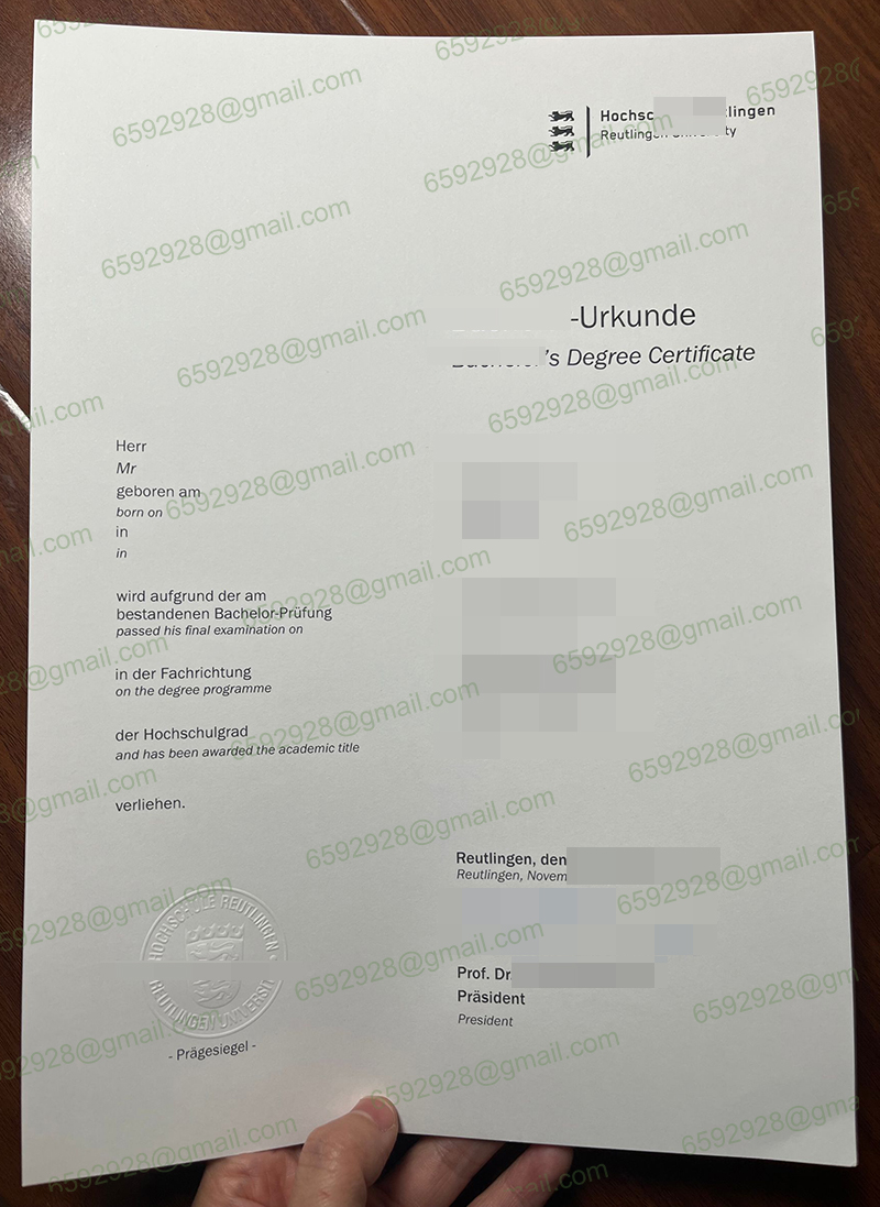 Hochschule Reutlingen Urkunde