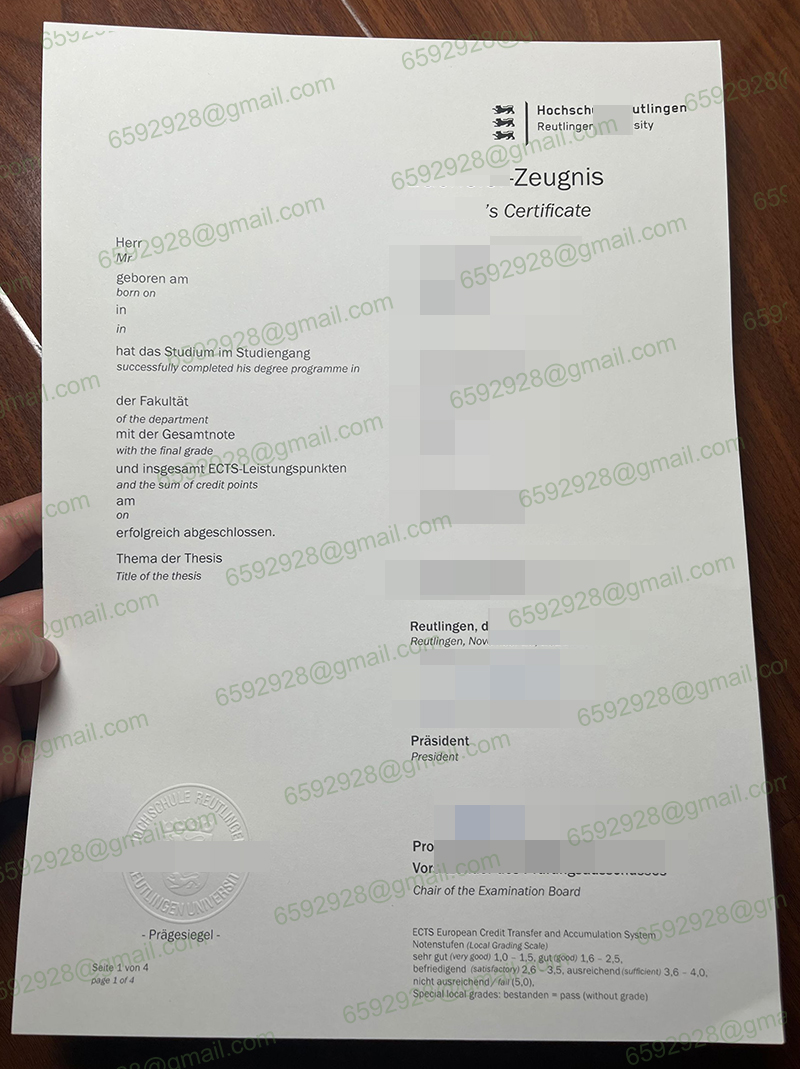 Hochschule Reutlingen Zeugnis