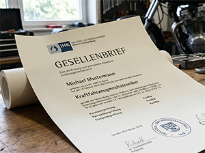 IHK-Gesellenbrief eines Kraftfahrzeugmechatronikers-1