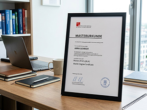 Masterurkunde der Universität Hamburg im Büro-1