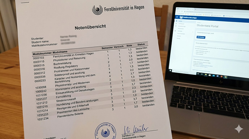 Notenübersicht der FernUniversität in Hagen