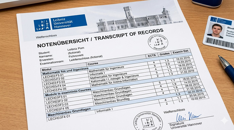 Offizielle Notenübersicht der Leibniz Universität Hannover
