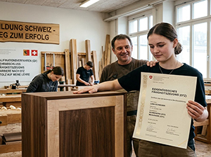 Stolze Schreinerin mit Eidgenössischem Fähigkeitszeugnis (EFZ)-1