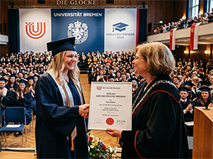 Abschlussfeier an der Universität Bremen Die Übergabe des Diploms-1