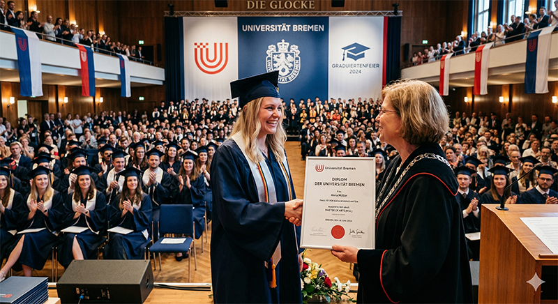 Abschlussfeier an der Universität Bremen Die Übergabe des Diploms