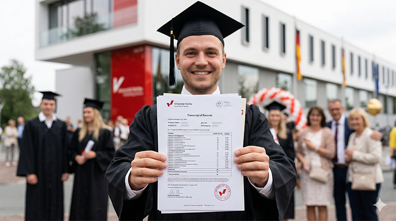 Absolvent der Universität Vechta mit seinem Transcript of Records