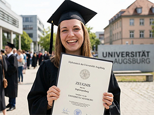 Absolventin der Universität Augsburg mit Diplomzeugnis-1