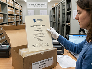 Archivierung einer Masterurkunde der Bergischen Universität Wuppertal-1