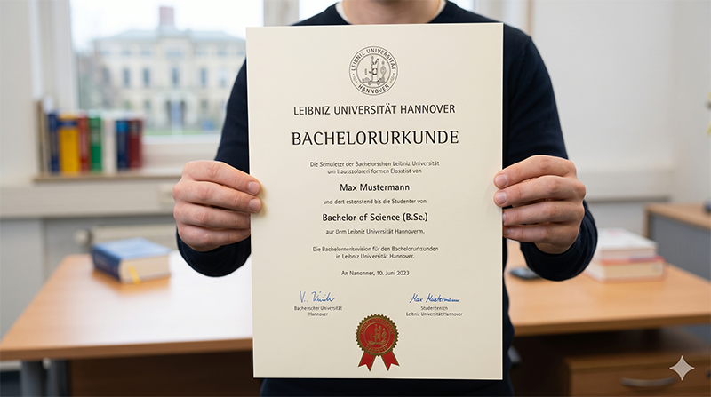Bachelorurkunde der Leibniz Universität Hannover