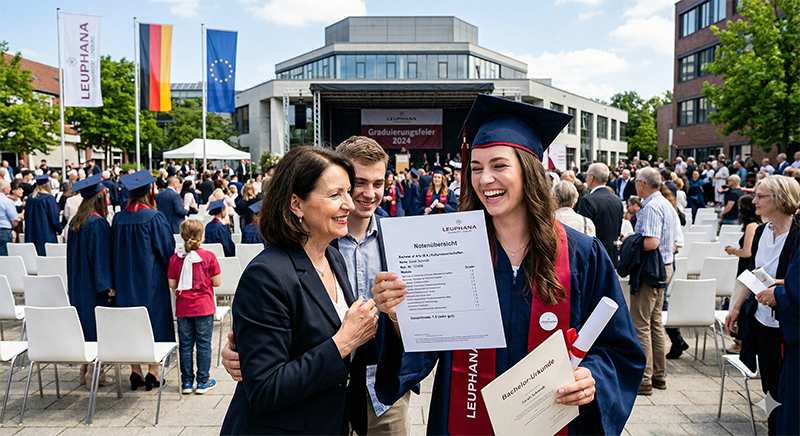 Der stolze Moment Übergabe der Notenübersicht bei der Abschlussfeier der Leuphana Universität Lüneburg