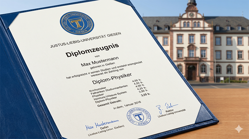 Diplomzeugnis der Justus-Liebig-Universität Gießen