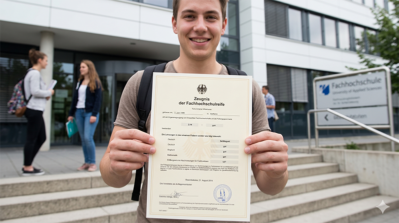 Erfolgreicher Absolvent mit Zeugnis der Fachhochschulreife