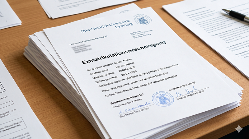 Exmatrikulationsbescheinigung Universität Bamberg