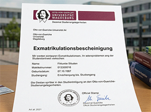 Exmatrikulationsbescheinigung der Otto-von-Guericke-Universität Magdeburg-1
