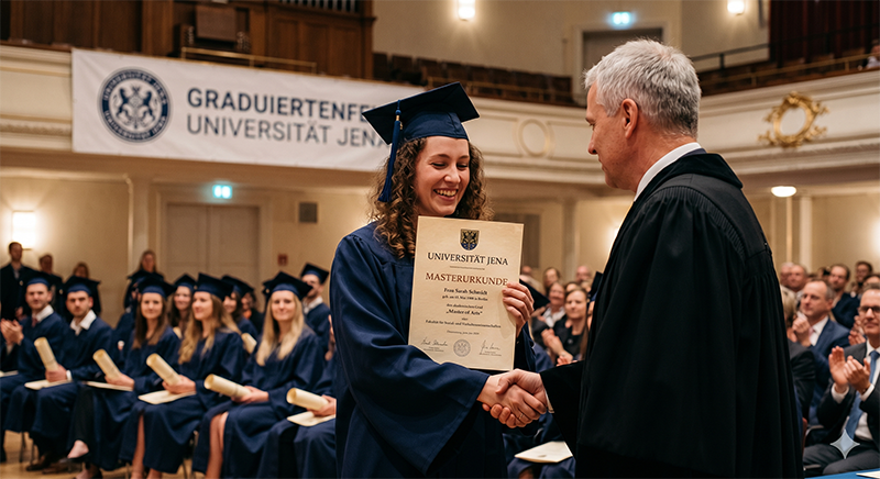 Feierliche Übergabe der Masterurkunde an der Universität Jena