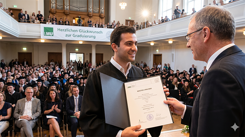 Feierliche Übergabe der Masterurkunde in der Großen Aula der LMU München