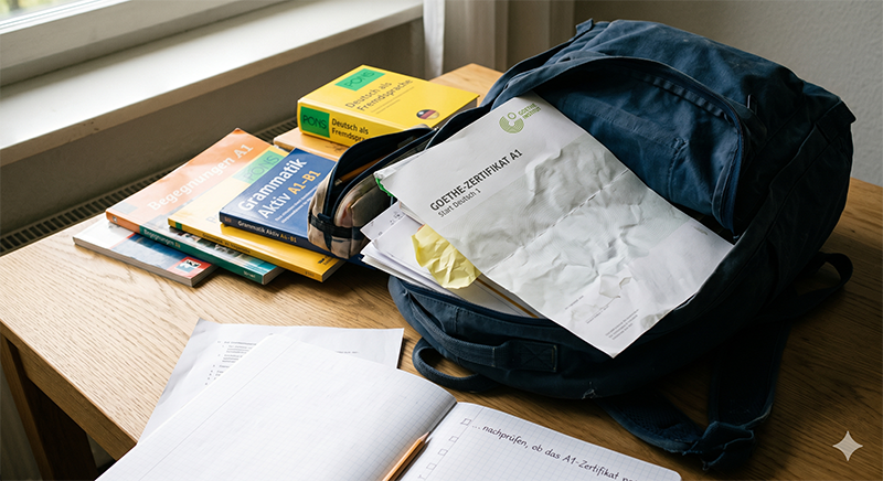 Gefundenes Goethe-Zertifikat im Rucksack