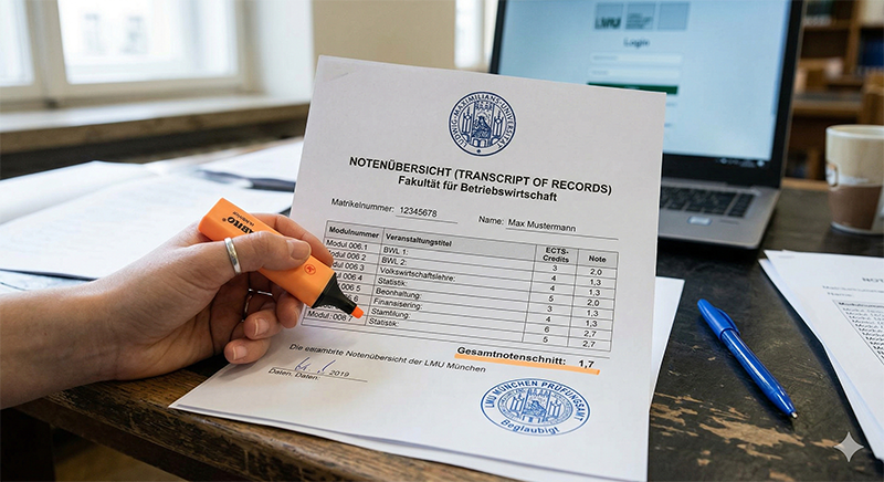 LMU München Notenübersicht offiziell