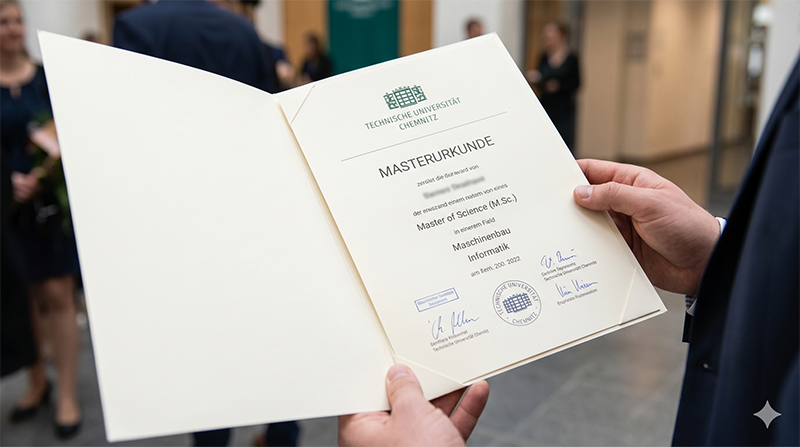 Masterurkunde der Technischen Universität Chemnitz