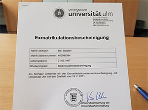 Musterexemplar der Exmatrikulationsbescheinigung Universität Ulm-1