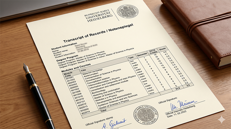 Offizieller Notenspiegel der Universität Heidelberg