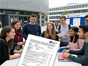 Studierende der Universität Siegen mit ihrem Transcript of Records-1