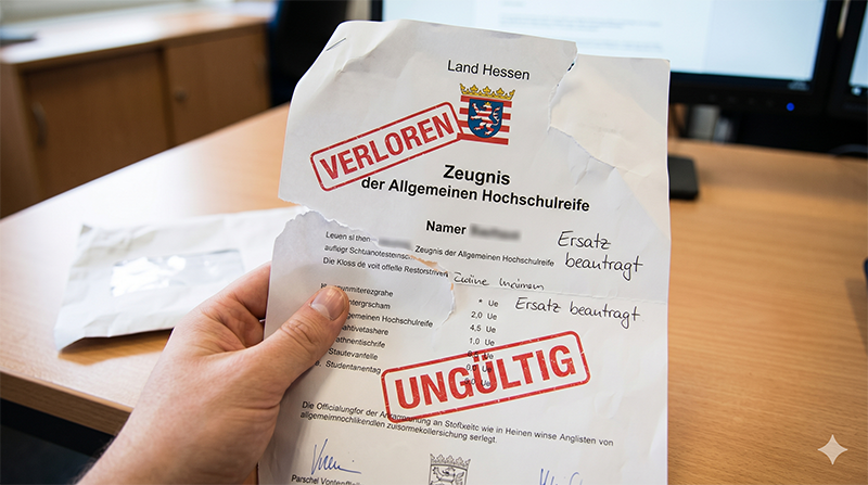 Verlustmeldung des hessischen Abiturzeugnisses