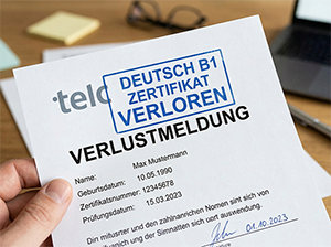 Verlustmeldung des telc Deutsch B1 Zertifikats-1
