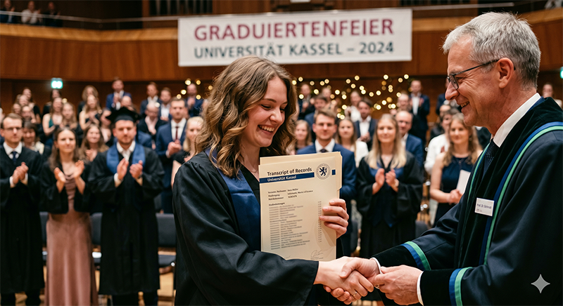 Zeugnisübergabe bei der Abschlussfeier der Universität Kassel