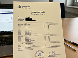 Eine Notenübersicht der Universität Paderborn-1