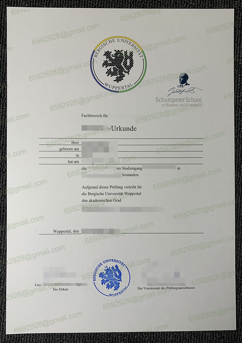 Bergische Universität Wuppertal Urkunde