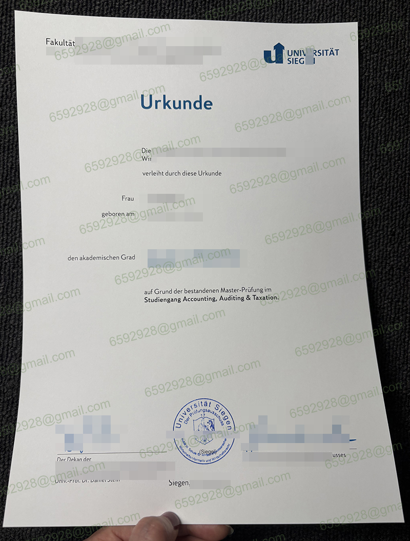 Universität Siegen Urkunde